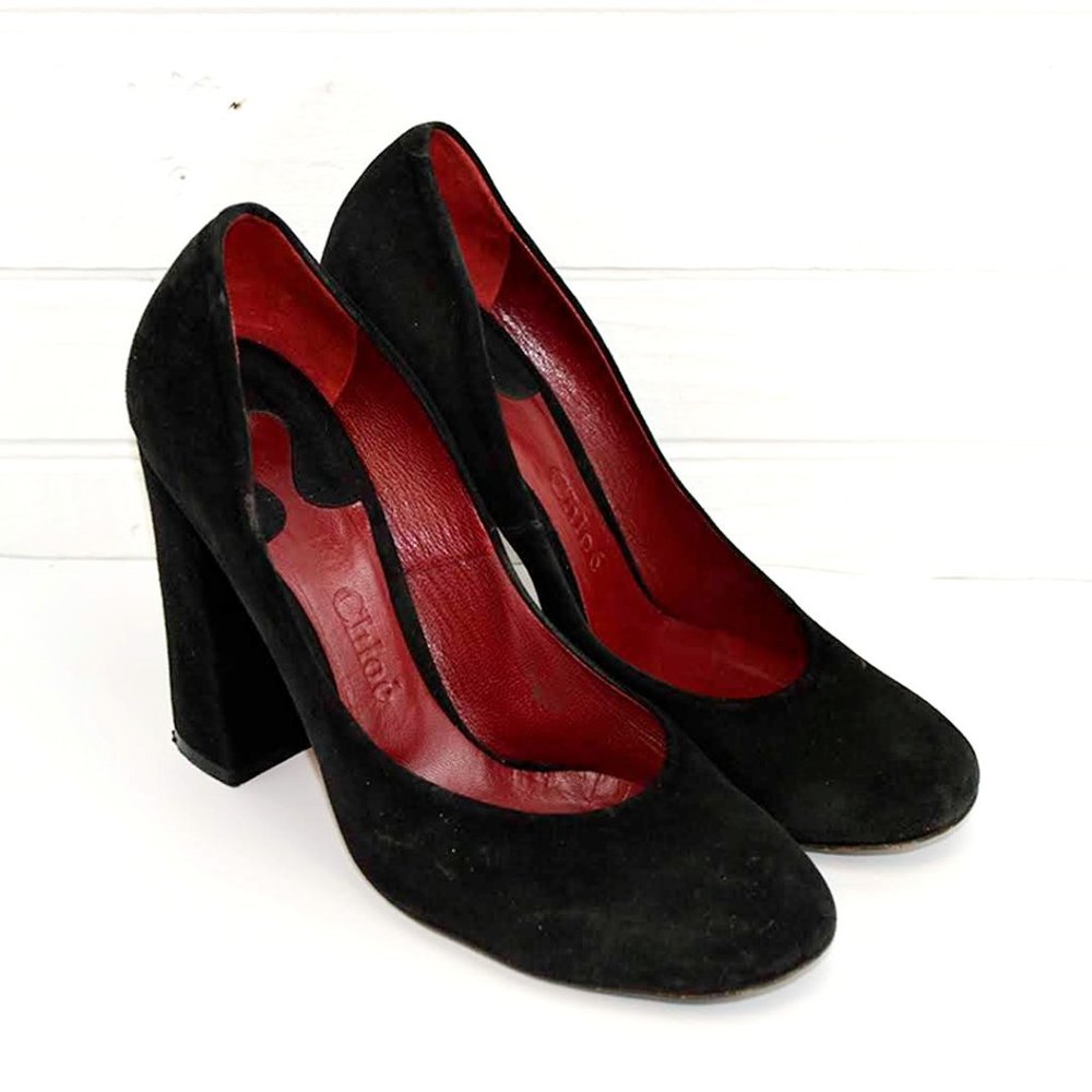 Chloe Suede Round Toe Pumps #147-83